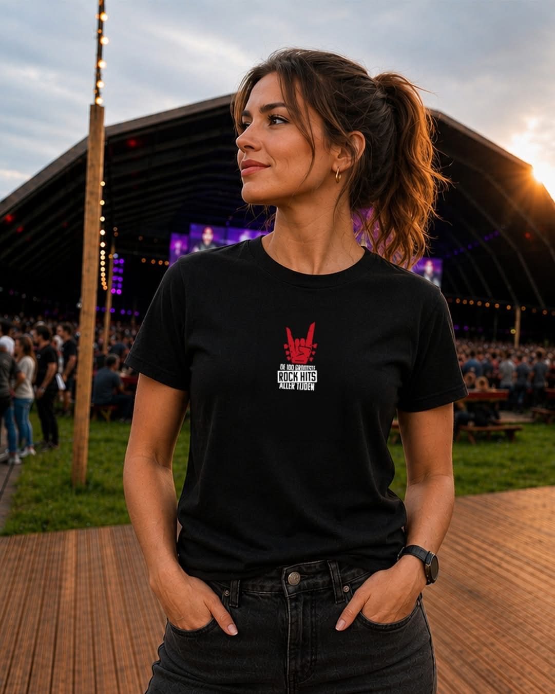 T-shirt met borstprint
